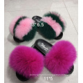 HJTX01-1 Fluffy Fur Open Toe Indoor Soft Slippers For Women